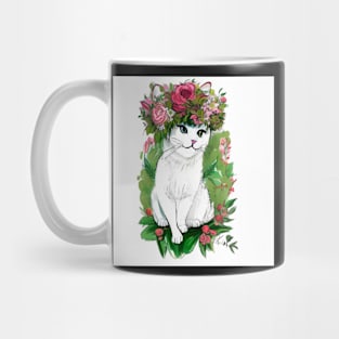 Arabella in a flower crown with background Mug